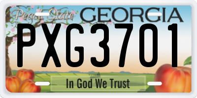 GA license plate PXG3701