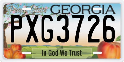 GA license plate PXG3726