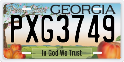GA license plate PXG3749