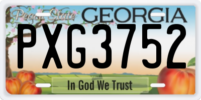GA license plate PXG3752