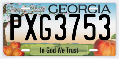 GA license plate PXG3753