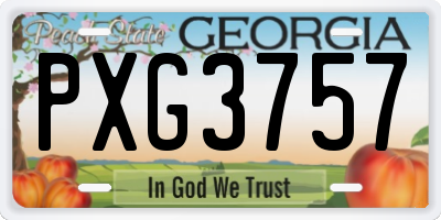 GA license plate PXG3757