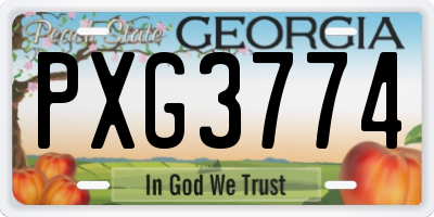 GA license plate PXG3774