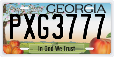 GA license plate PXG3777