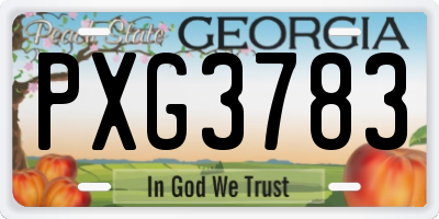 GA license plate PXG3783