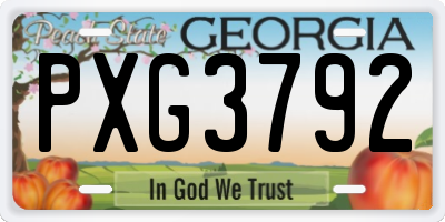GA license plate PXG3792