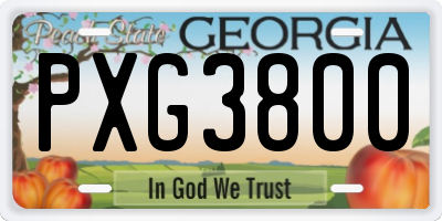 GA license plate PXG3800