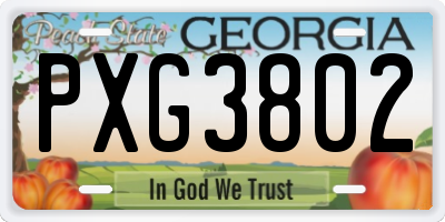 GA license plate PXG3802