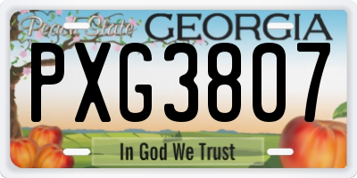 GA license plate PXG3807