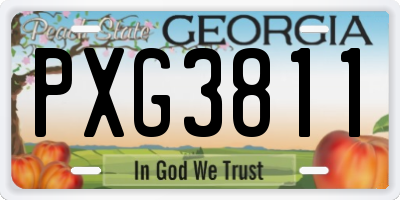 GA license plate PXG3811