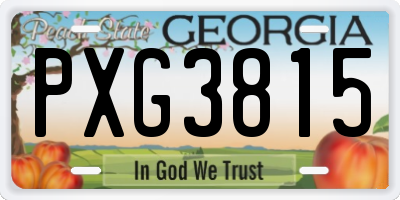 GA license plate PXG3815