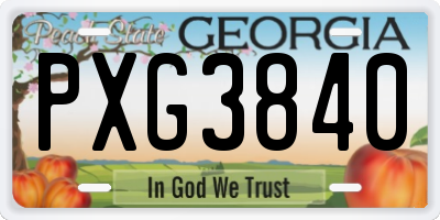 GA license plate PXG3840