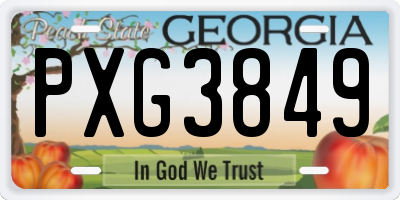 GA license plate PXG3849