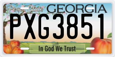 GA license plate PXG3851