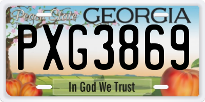 GA license plate PXG3869