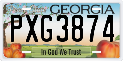 GA license plate PXG3874