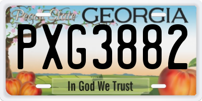 GA license plate PXG3882
