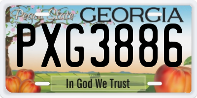 GA license plate PXG3886