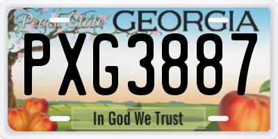 GA license plate PXG3887