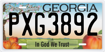 GA license plate PXG3892