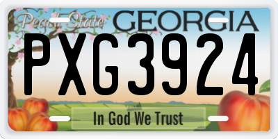 GA license plate PXG3924