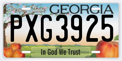 GA license plate PXG3925