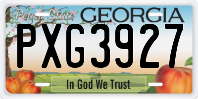 GA license plate PXG3927