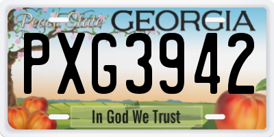 GA license plate PXG3942