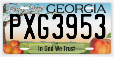 GA license plate PXG3953