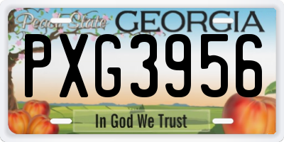 GA license plate PXG3956