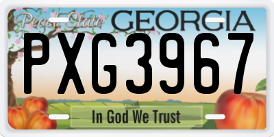GA license plate PXG3967