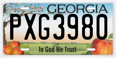 GA license plate PXG3980