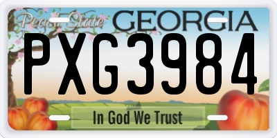 GA license plate PXG3984