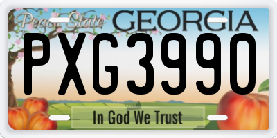 GA license plate PXG3990