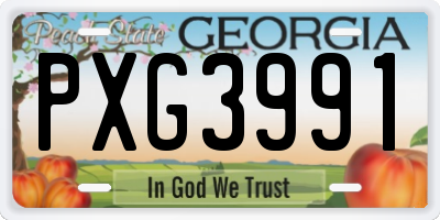 GA license plate PXG3991
