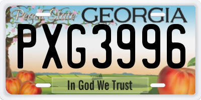 GA license plate PXG3996