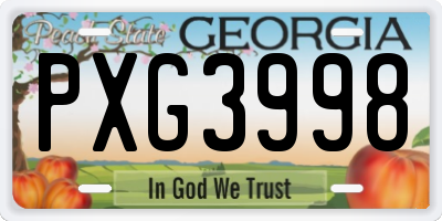 GA license plate PXG3998