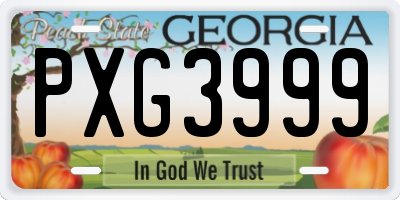 GA license plate PXG3999