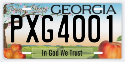 GA license plate PXG4001