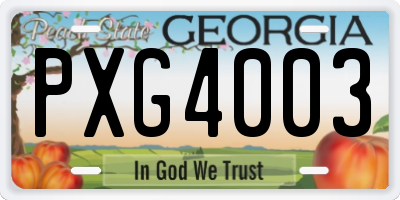 GA license plate PXG4003