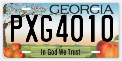 GA license plate PXG4010
