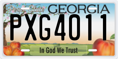 GA license plate PXG4011