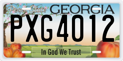 GA license plate PXG4012
