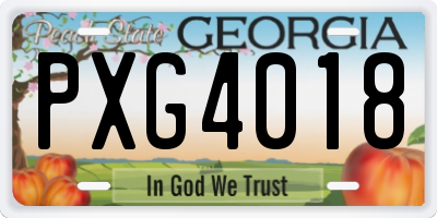 GA license plate PXG4018