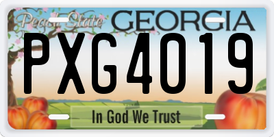 GA license plate PXG4019