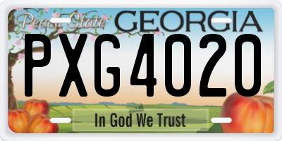 GA license plate PXG4020