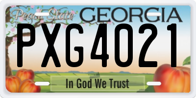 GA license plate PXG4021