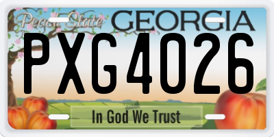 GA license plate PXG4026