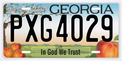 GA license plate PXG4029