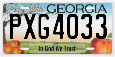 GA license plate PXG4033